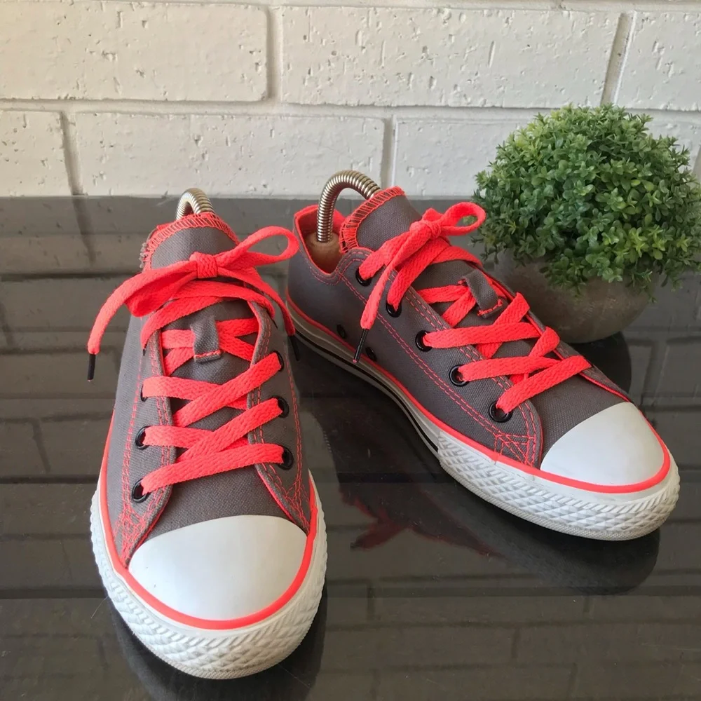 Converse Double Tongue Grey Orange Animal Print Junior Size 3